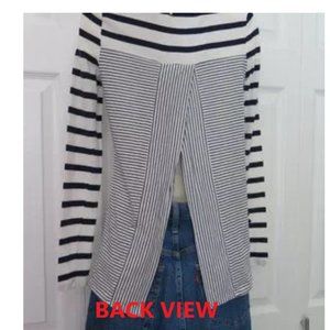 Show off your back navy/white stripe Breton  top